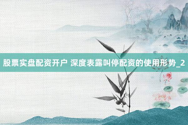 股票实盘配资开户 深度表露叫停配资的使用形势_2