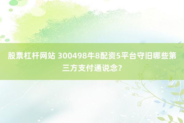 股票杠杆网站 300498牛8配资5平台守旧哪些第三方支付通说念？