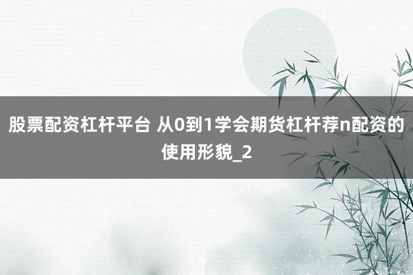 股票配资杠杆平台 从0到1学会期货杠杆荐n配资的使用形貌_2