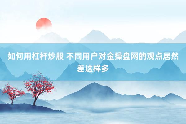 如何用杠杆炒股 不同用户对金操盘网的观点居然差这样多