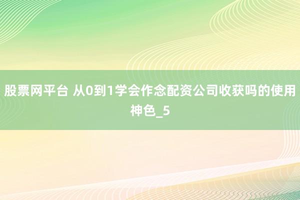 股票网平台 从0到1学会作念配资公司收获吗的使用神色_5