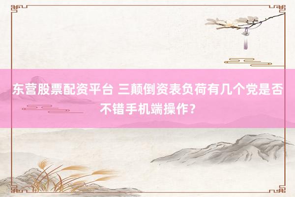 东营股票配资平台 三颠倒资表负荷有几个党是否不错手机端操作？