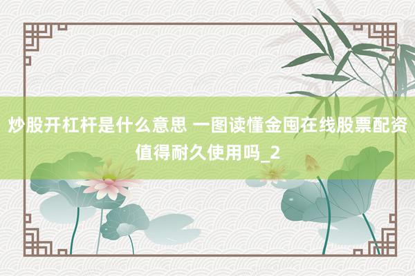炒股开杠杆是什么意思 一图读懂金囤在线股票配资值得耐久使用吗_2
