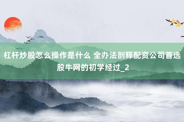 杠杆炒股怎么操作是什么 全办法剖释配资公司首选 股牛网的初学经过_2