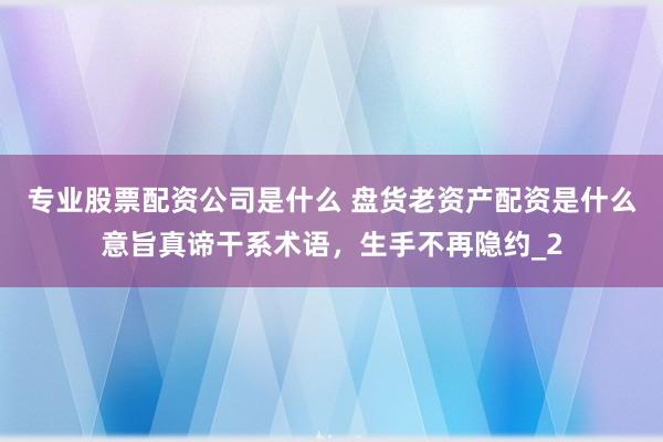 专业股票配资公司是什么 盘货老资产配资是什么意旨真谛干系术语，生手不再隐约_2