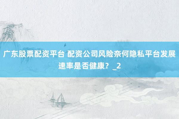 广东股票配资平台 配资公司风险奈何隐私平台发展速率是否健康？_2