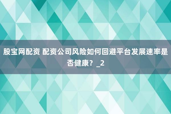 股宝网配资 配资公司风险如何回避平台发展速率是否健康？_2