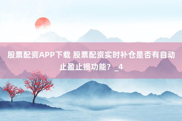 股票配资APP下载 股票配资实时补仓是否有自动止盈止损功能？_4