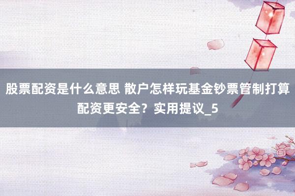 股票配资是什么意思 散户怎样玩基金钞票管制打算配资更安全？实用提议_5
