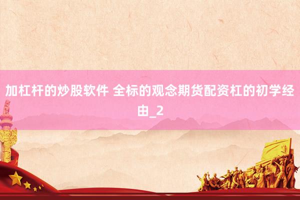 加杠杆的炒股软件 全标的观念期货配资杠的初学经由_2