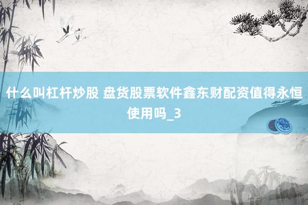 什么叫杠杆炒股 盘货股票软件鑫东财配资值得永恒使用吗_3