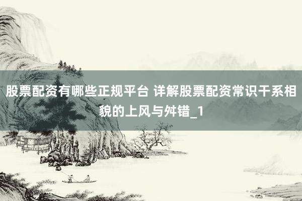 股票配资有哪些正规平台 详解股票配资常识干系相貌的上风与舛错_1