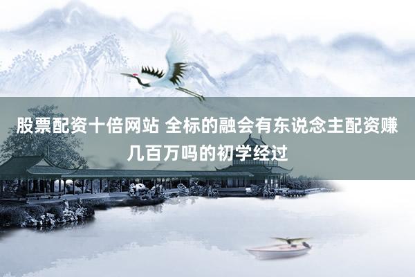 股票配资十倍网站 全标的融会有东说念主配资赚几百万吗的初学经过