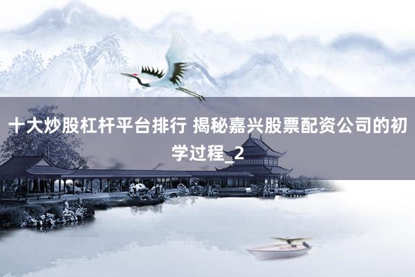 十大炒股杠杆平台排行 揭秘嘉兴股票配资公司的初学过程_2