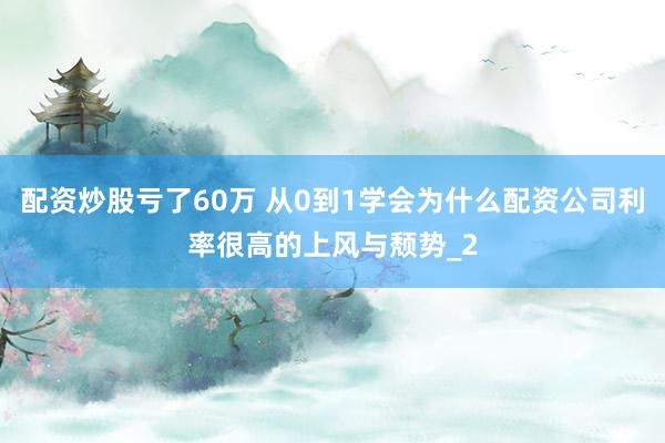 配资炒股亏了60万 从0到1学会为什么配资公司利率很高的上风与颓势_2