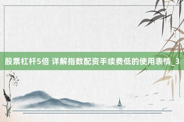 股票杠杆5倍 详解指数配资手续费低的使用表情_3