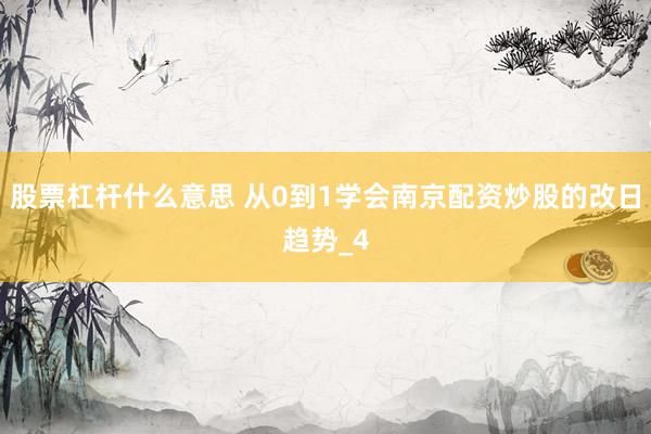 股票杠杆什么意思 从0到1学会南京配资炒股的改日趋势_4