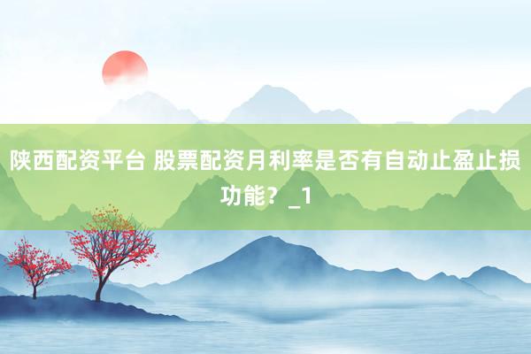 陕西配资平台 股票配资月利率是否有自动止盈止损功能?_1