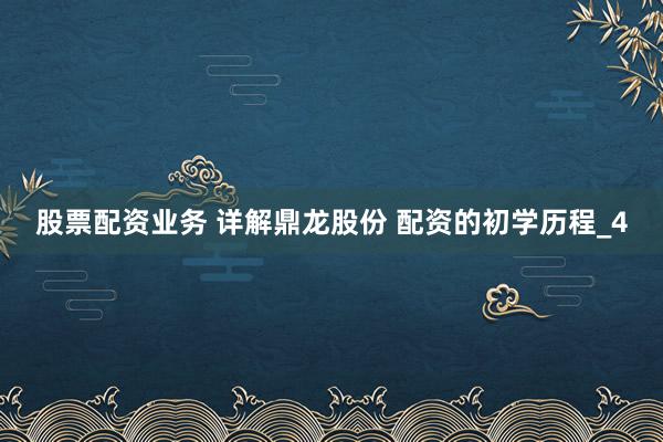 股票配资业务 详解鼎龙股份 配资的初学历程_4