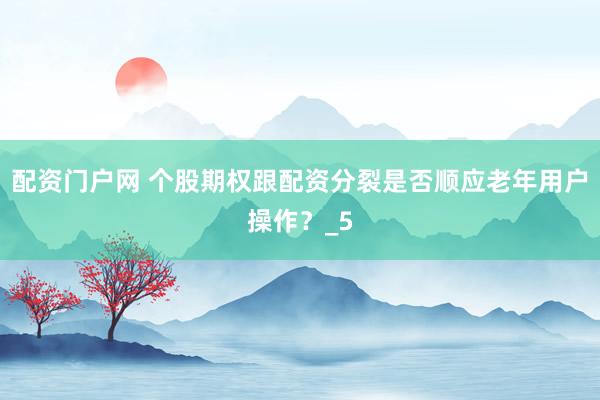 配资门户网 个股期权跟配资分裂是否顺应老年用户操作？_5