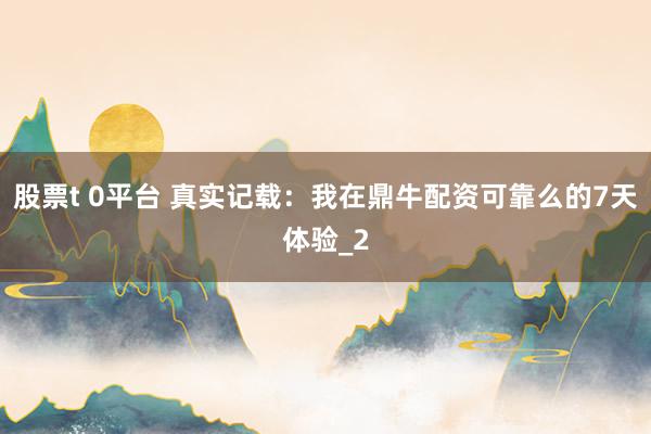 股票t 0平台 真实记载：我在鼎牛配资可靠么的7天体验_2