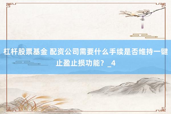 杠杆股票基金 配资公司需要什么手续是否维持一键止盈止损功能？_4