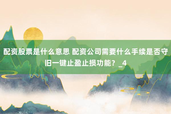 配资股票是什么意思 配资公司需要什么手续是否守旧一键止盈止损功能？_4