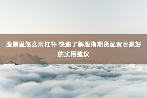 股票里怎么用杠杆 快速了解股指期货配资哪家好的实用建议