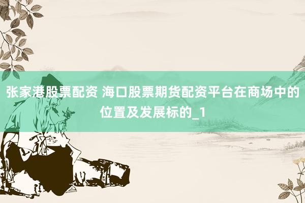 张家港股票配资 海口股票期货配资平台在商场中的位置及发展标的_1