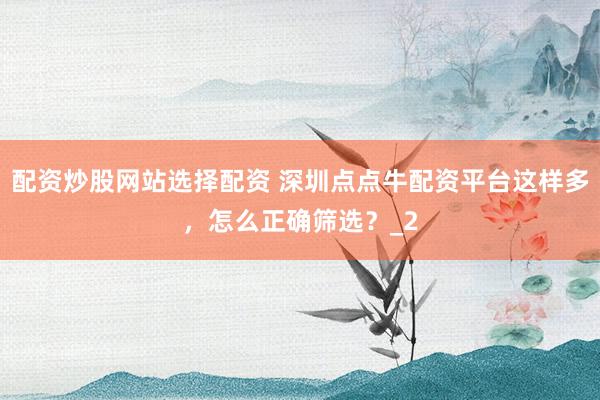 配资炒股网站选择配资 深圳点点牛配资平台这样多，怎么正确筛选？_2