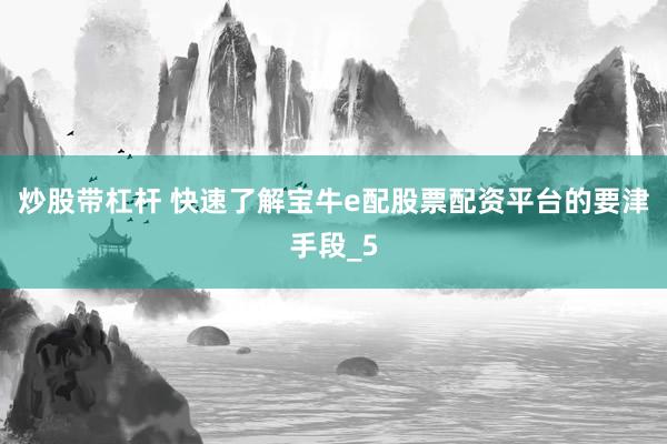 炒股带杠杆 快速了解宝牛e配股票配资平台的要津手段_5