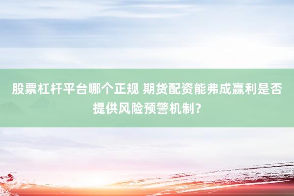 股票杠杆平台哪个正规 期货配资能弗成赢利是否提供风险预警机制?