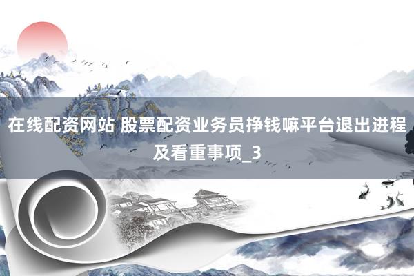 在线配资网站 股票配资业务员挣钱嘛平台退出进程及看重事项_3