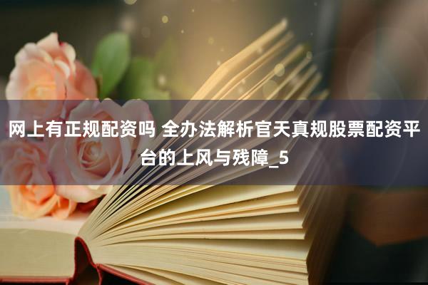 网上有正规配资吗 全办法解析官天真规股票配资平台的上风与残障_5